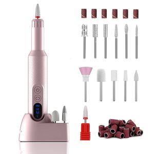 Nail Manicure Set Cordless Electric Drill Machine Rechargeable File Milling Cutter For Pedicure Gel Remover Sander Nails Tools 230909