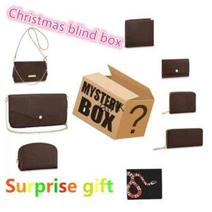 Natal caixa cega bolsa de luxo designer sacos sorte boxs um presente misterioso aleatório para feriados aniversário valor carteiras titulares ba228z