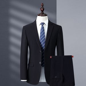 Ternos masculinos Blazers de alta qualidade Blazer Calças Moda Negócios Estilo Italiano Cor Sólida Cavalheiro Slim Presidir Casamento Casual 2 Peça 230909