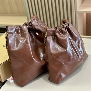 7A Women Water Bucket Garbage One Shoulder Backpack Large Capacity Gold Metal Chain Bun Mother Bag 35cm/39cm
