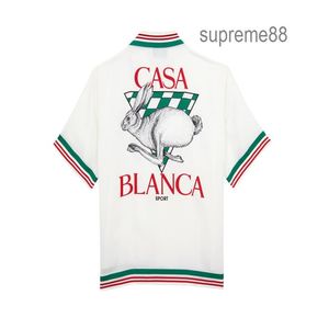 Casablanca 22ss sport knit rabbit silk men designer shirts Hawaiian short sleeved shirt324b