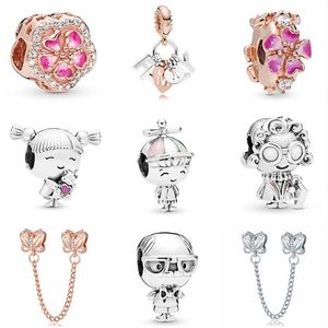 New Popular 925 Sterling Silver Silver Pink Rose Gold Perfect Home Sparkling Flowers DIY Beads for Original Pandora Charm Bracelet3477