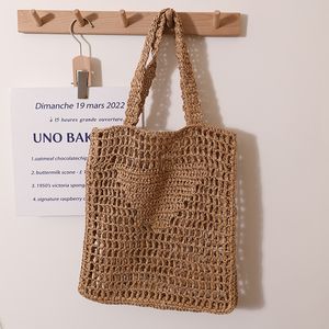 Shopping Bags Casual Hollow Large Straw Tote Bag Rope Woven Women Handbags sunshine grass Paper Handmade Shoulder Beach Big soft 1bg393