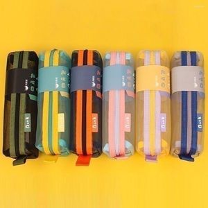 Studenci MESH Pen Bag Creative Large Policted Exam Pencil Posiadacz przenośny przejrzyste biuro pisania