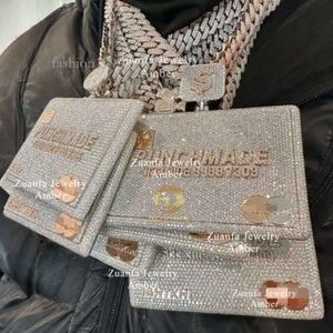 Bank Karta kredytowa Banku lodowa biżuteria w zawieszce Mężczyźni Sier Gold D-Vvs1 Lab Moissanite Diamond Custom Hip Hop wisiorek