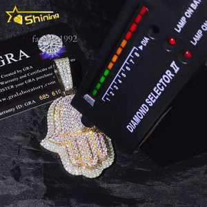 Colar Moissanite Pass Diamond Tester Iced Out 3inch Rose e Branco Banhado A Ouro Pingente de Mão Sterling Sier Vvs Moissanite Hamsa Pingentes