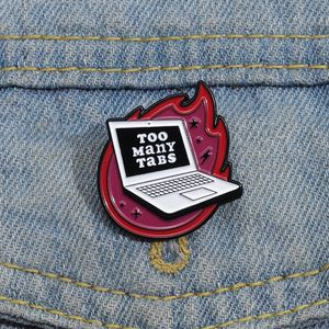 Too Many Tabs Enamel Pins Custom Music Notebook Brooches Lapel Badges Lyrics Flame Funny Jewelry Gift for Kids Friends