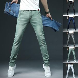 Mens Jeans Summer Thin Cotton Casual Byxor All-Match Stretch Slim Low-Rise Midjed Zipper Denim Pencil Pants Men's2195