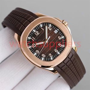 Gold Mens watches Elegant movement Automatic movement Pat 40mm comfortable rubber strap waterproof Auto Date luminous wristwatches289R