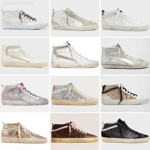 Włosze Wysokie Golden 10A Top Mid Star Top Buty modne Sneakers Slajd klasyczny biały brudny designerski mężczyzna kobiety buty czarne złotą skórzaną skórzane buty