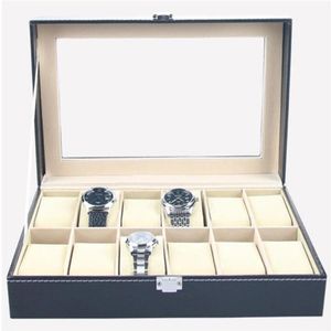 Nuova scatola per orologi in ecopelle, vetrina, organizzatore, 12 slot, scatola per gioielli, senza watch253L