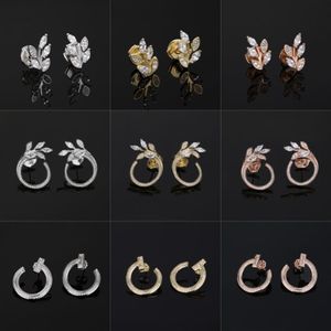 T Design Open Hoop Stud Earrings Vine Circle Earrings 925 Sterlling Silver Rose Gold 18K Gold Plated Jewelry Luxury Brand Valentin291U