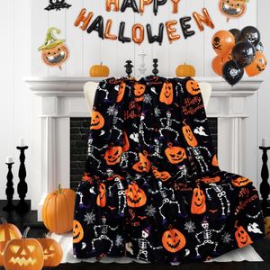 Blankets Halloween Throw Blanket for Couch Bed Fall Thanksgiving Gift Pumpkin and Ghost Print Sofa 230909