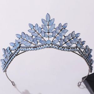 Coroa de opala de cristal de metal preto vintage para festa de casamento presente noiva rainha tiaras de noiva acessórios para cabelo