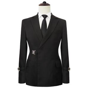 Herrdräkter blazers justerbar spänne designjacka plattcollar full mäns bröllopskläder 2st rockbyxor blazer skräddarsydd dräkt homme parti bär 230909