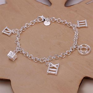 هدية 925 Silver Roman Hanging Five Bracelets DFMCH184 BRAND NEW FASHION 925 Sterling Silver Chain Bracelets HIG214S