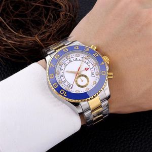 Novo relógio masculino mostrador branco moldura de cerâmica movimento automático vidro safira watch269h