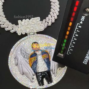 Hip Hop Jóias Rappers Sterling Sier Banhado A Ouro Vvs Moissanite Foto Pingente Ename 3D Personalizado Ice Out Pingentes