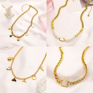 20Styles Mixed Designer High Quality Necklaces Choker Necklace Crystal Rhinestone Pearl Vintage Chunky Chain for Women Jewelry Accessories Gift