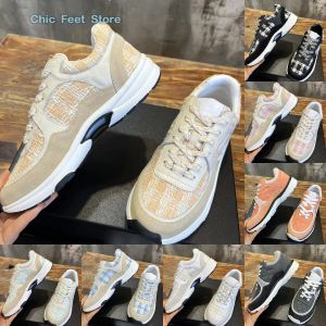 Designer sneakers kanal kvinnor skor klassisk kalvskinn sneakers ccity sneaker casual stil mocka tweed läder tränare snörning sportsko