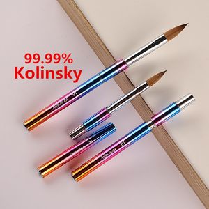 Szczotki do paznokci Rainbow Metal Kolinsky Sable pędzel akrylowy żel UV Pióro Pióro płynne proszek DIY Rysowanie Art 230909