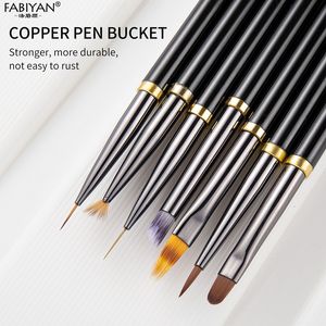Nail Brushes 7Pcsset UV Gel Painting Drawing Brush Line Stripe Pen Grids Flower DIY Design Black 230909