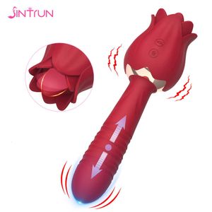 섹스 장난감 마사지 여성을위한 장미 핥기 진동기 텔레스코픽 dildos vibrador feminino clitoris 자극기 강력한 진동기 장난감 성인 18