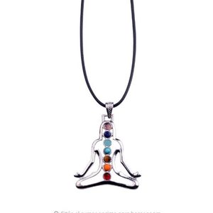 7 Chakra Reiki Stones Healing Crystal Necklaces & Pendants Health Amulet 3D Symbols Stone Charms Pendant Yoga Necklace collier235t