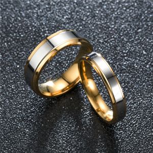 Atualização de ouro contraste cor anéis de aço inoxidável anel feminino masculino anel amor anéis banda moda jóias