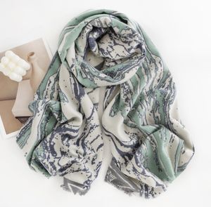 Зимний классический мраморный текстурированный роскошный дизайнерский шарф, дизайнерский шарф из 100% кашемира с кисточками, шаль для женщин