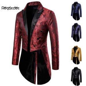 Erkek Suit Blazers Charm Mens Tailcoat Uzun Ceket Goth Steampunk Uygun Takım Ceket Cosplay Praty Tek Göğüslü Swa3213