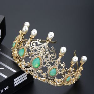 Wedding Hair Jewelry Neovisson Gold Kolor Wspaniała perła korona arabska kwiat Tiaras Fryzjer Algieria Maroko Bride 230909