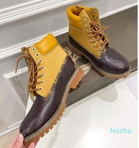 n Martin Bota Homem de Luxo Laceup Tornozelo Botas de Salto Grosso Mulher Meia Bota Inverno Sapato Casual Couro West Co3093798