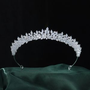 Biżuteria ślubna luksusowe korony i tiary pałąk dla kobiet pełny cyrkon akcesoria ślubne nakrycia głowy na pannywarze 230909
