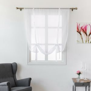 Curtain Valance Short Window 2 Panels Semisheer White Tie Up Solid Valances Rod Pocket W107xL160 Cm Kitchen Curtains Soft Rustic Daily 230909