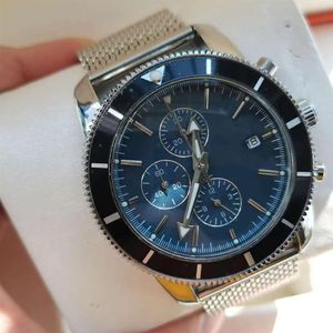 Top selling men watches vk quartz movement subdial work super watch chronograph ocean stainless steel strap rotate bezel stopwatch268D