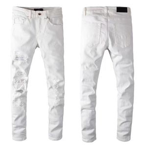 2022 designer boy jeans fitted jean hip-hop fashion zipper hole wash white jean pants retro torn stitching design motorcycle ridin286T