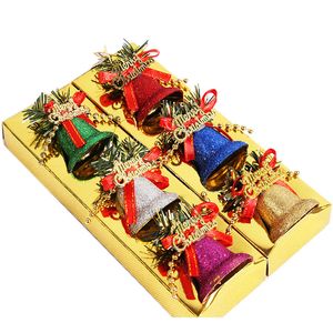 6 pçs sino de natal colorido artesanato tamanho grande sinos diy para o festival de natal ornamento para casa decoração da porta da árvore de natal