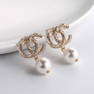18k guldpläterad lyxbrev dingle örhängen designer smycken kvinnor pärla örhänge bröllop festtillbehör