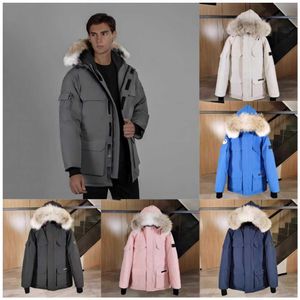 Inverno Fourrure Down Parka Homme Jassen Chaquetas Casacos Jaqueta de pele de lobo ganso Fourrure Manteau Wyndham Canadá Jaqueta Casaco Hiver Doudoune Mens qc