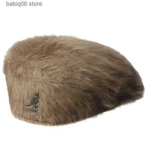 Шапка-бини / кепки с черепом, шапки KANGOL Tide, брендовый берет с вышивкой кенгуру для женщин, винтажная шапка художника, осень-зима, мех кролика для мужчин, Comt Warmth Y2210378381772 T230910