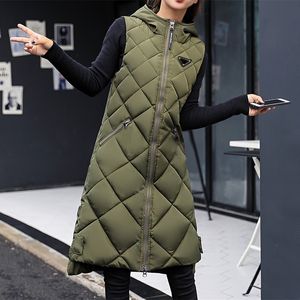 Projektantka mody damskie kamizelki z kapturem płaszcz Klasyczne Womans Coats bawełniana kamizelka jesienna zima długa koreańska top zbiornikowy duży zagęszczony płaszcz z kapturem parki odzieżowe