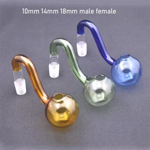 10 Stück QBsomk dicke Glasrohr-Ölbrenner, 10 mm, 14 mm, 18 mm, männlich weiblich, OD 30 mm, Kugel-Bubbler, Öl-Nagelrohre für Aschefänger, Shisha-Rauchzubehör