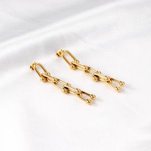 Dangle Earrings LUXUKISSKIDS Stainless Steel Drop Pendients For Women Party Fashion Show Vintage Long Link Chains Earring Trendy Product