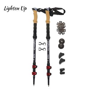 Trekking Poles Lighten Up Ultra-Light Carbon Three Section Walking Stick Justerbar Alpine Pole Climbing301V