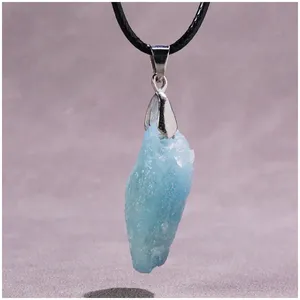 Irregular Natural Gemstone Aquamarine Necklace Designer Man Moissanite Pendant Necklaces Pendants Bling Necklaces Men Jewelry Designer Jewellery Ornate Jewels