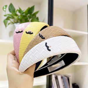 PU Leather Triangle Headbands Luxury Letter Printing knitting Wide Edge Brand Designer Hairband for Women Sports Pure Cotton Headw258J