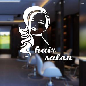 Vägg klistermärken hår salong klistermärke skönhet sax dekal frisyr namn affischer konst dekaler dekor dekoration väggmålning