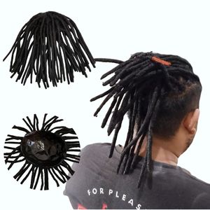 European Virgin Human Hair Systems Schwarze Farbe 1b# 12 Zoll Dreadlocks Toupet Voll-PU-Einheit für schwarze Männer