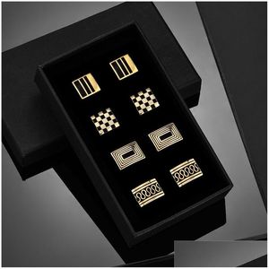 Cuff Links 4 Pairs Cufflinks For Mens With Gift Box Man Shirt Wedding Guests S Men Husband Jewelry Business Tie Clip 221114 Drop Del Dhon1